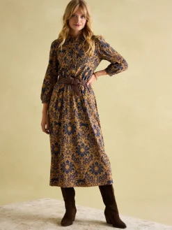 Hazel Brown Floral Jersey Shirt Dress