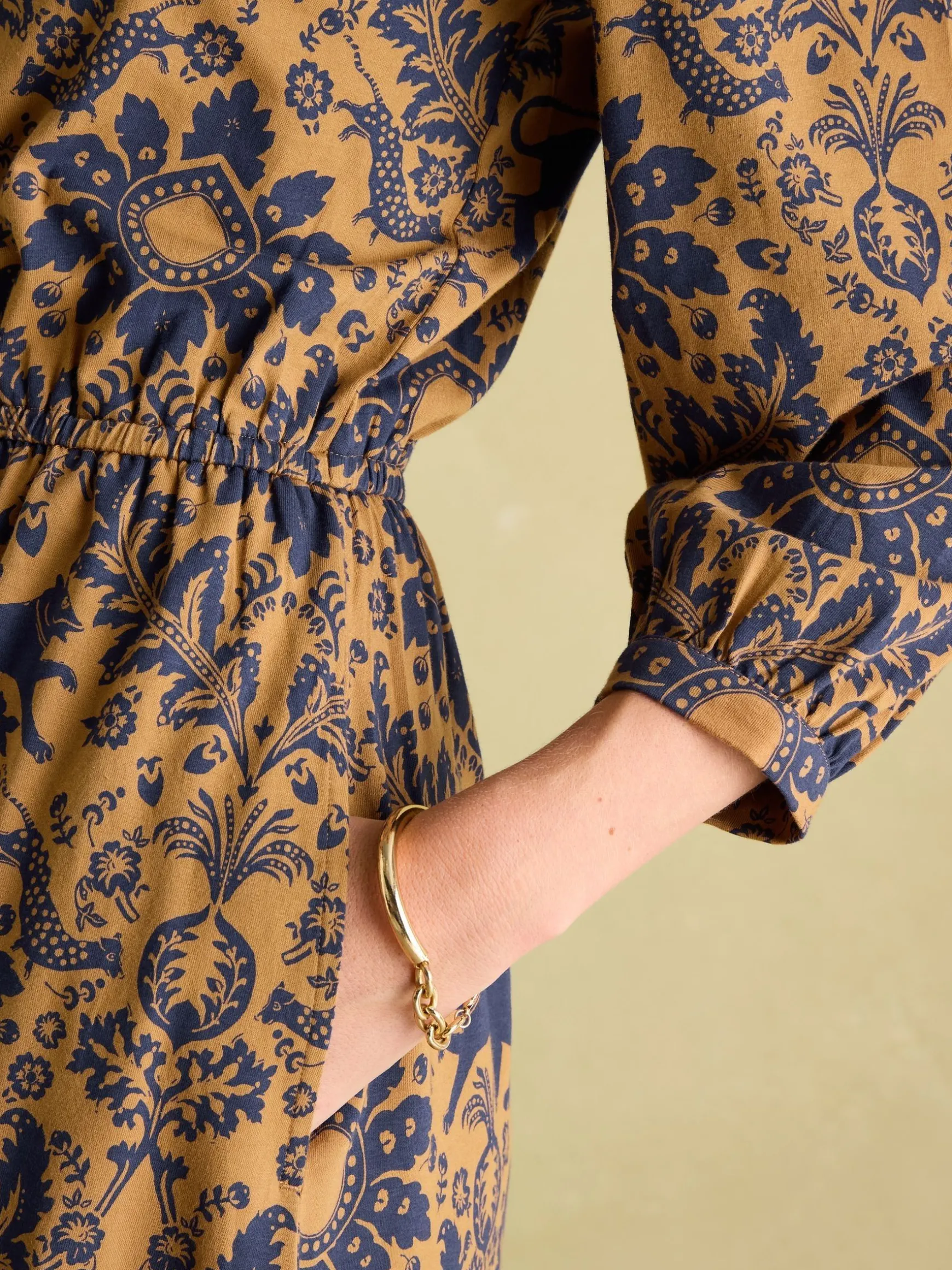 Hazel Brown Floral Jersey Shirt Dress