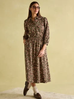 Hazel Khaki Green Jersey Shirt Dress