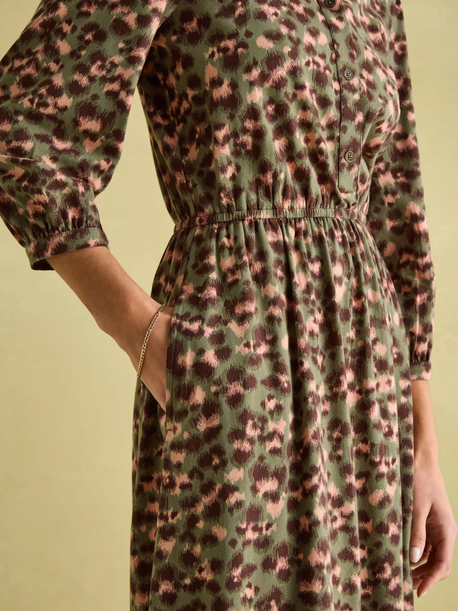 Hazel Khaki Green Jersey Shirt Dress