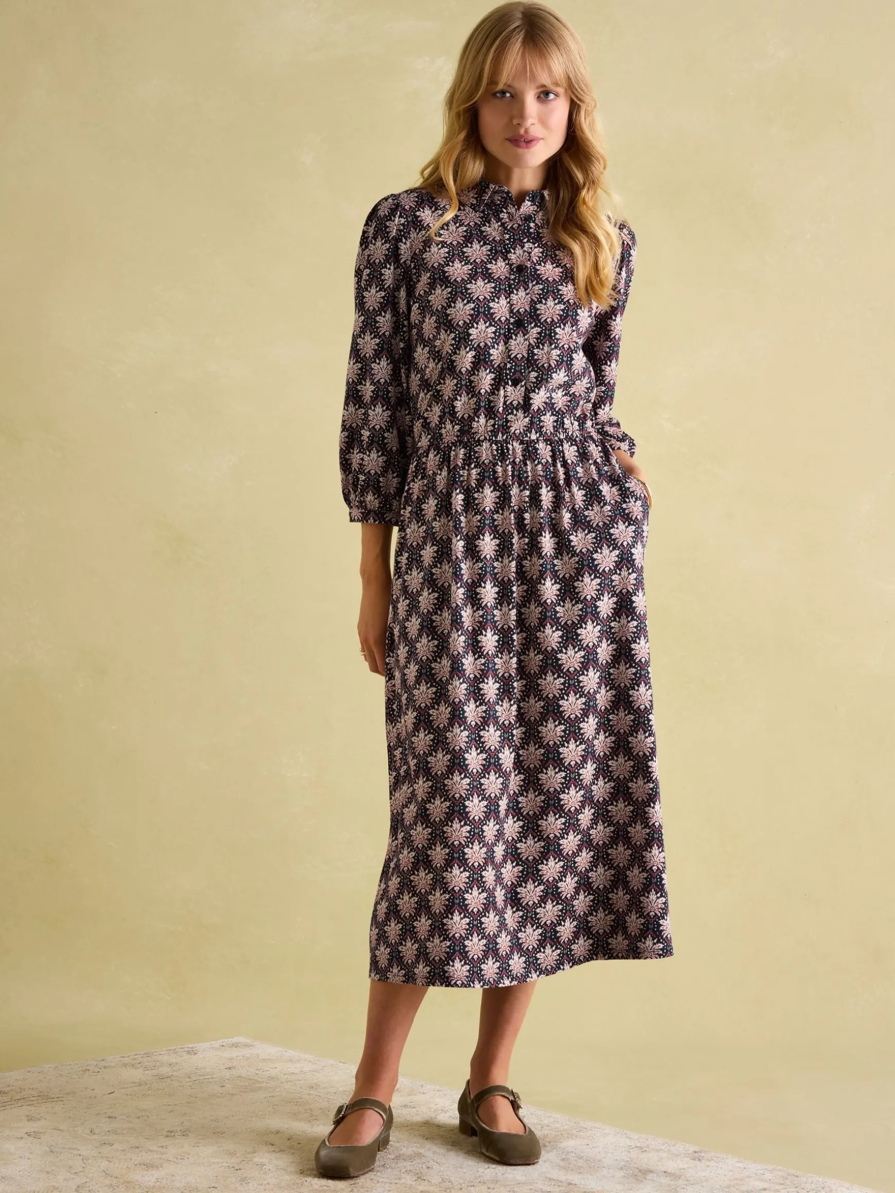 Hazel Navy and Pink Jersey Shirt Dress