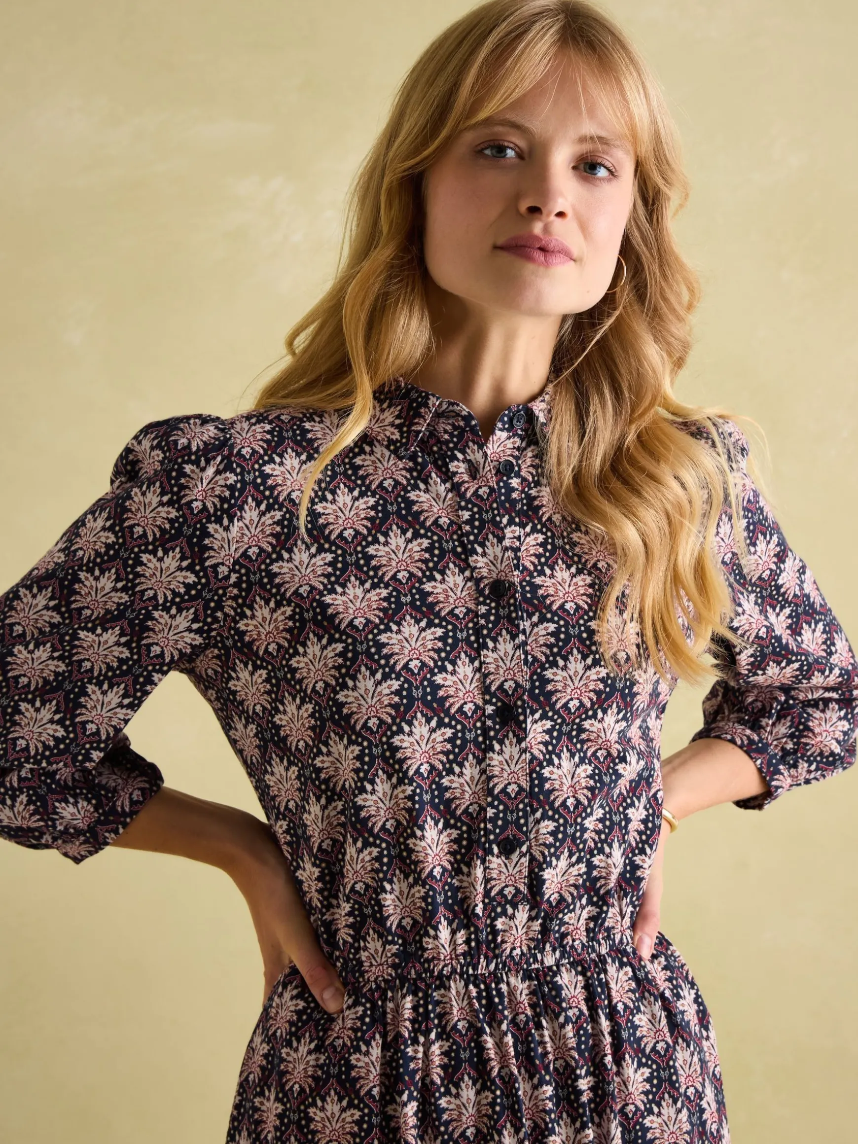 Hazel Navy and Pink Jersey Shirt Dress