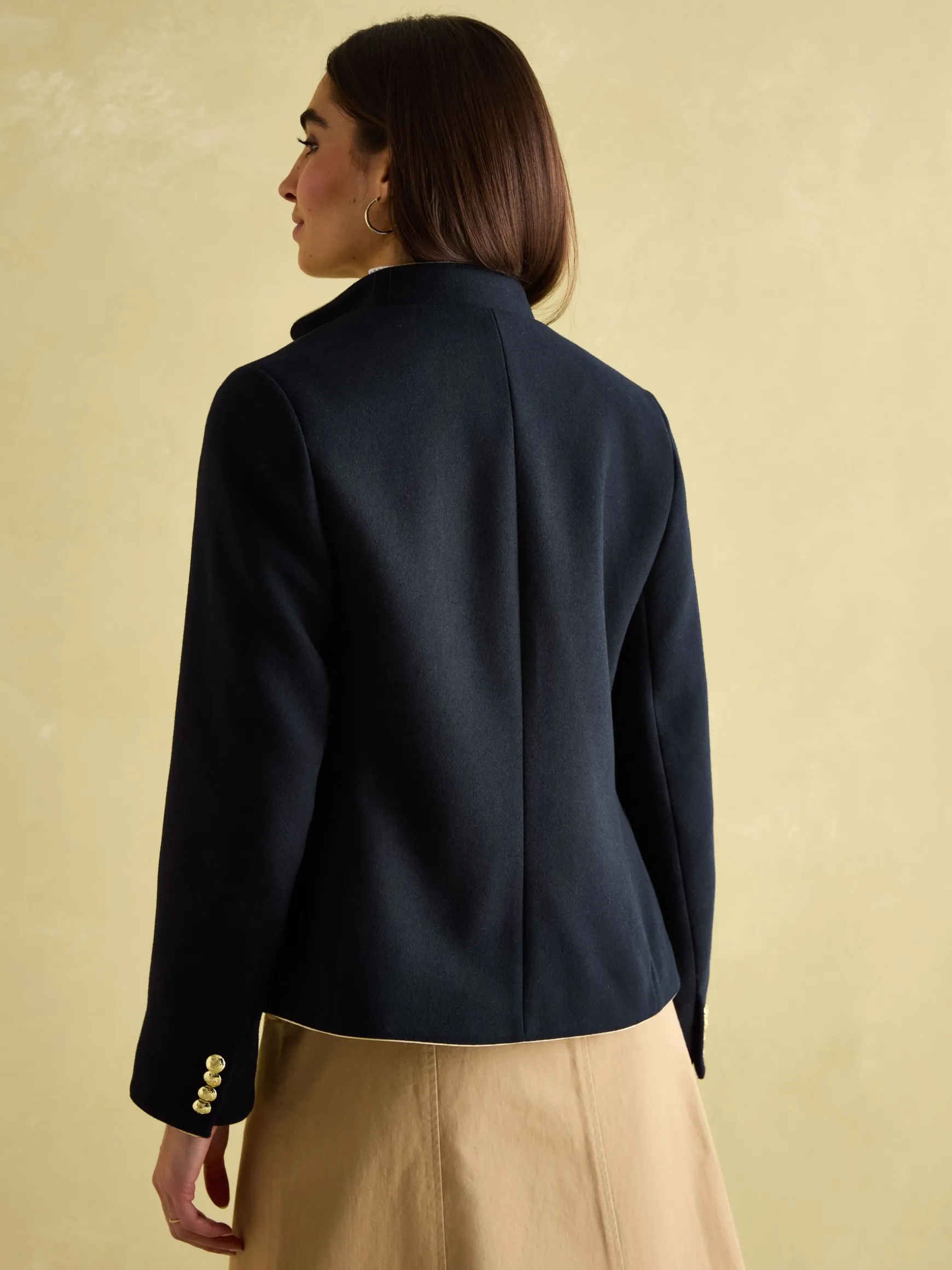 Hazelmere Navy Wool Blend Band Jacket