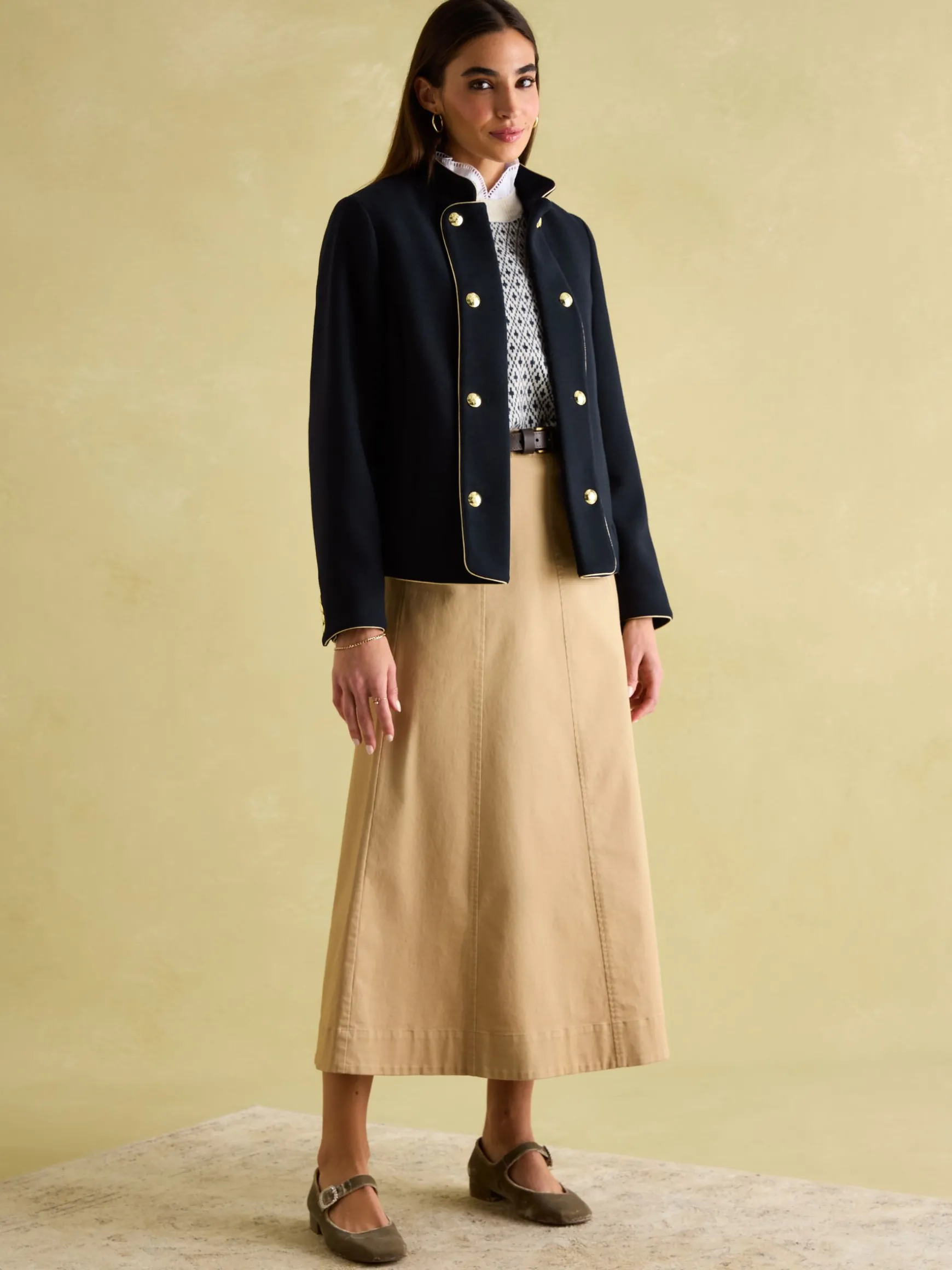 Hazelmere Navy Wool Blend Band Jacket