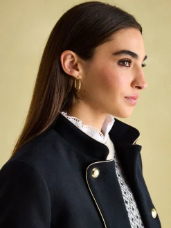 Hazelmere Navy Wool Blend Band Jacket