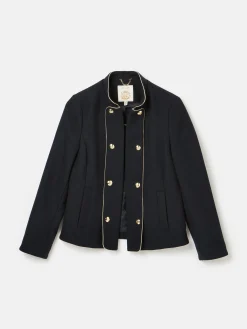 Hazelmere Navy Wool Blend Band Jacket