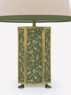 Helmingham Green Printed Claw Foot Table Lamp