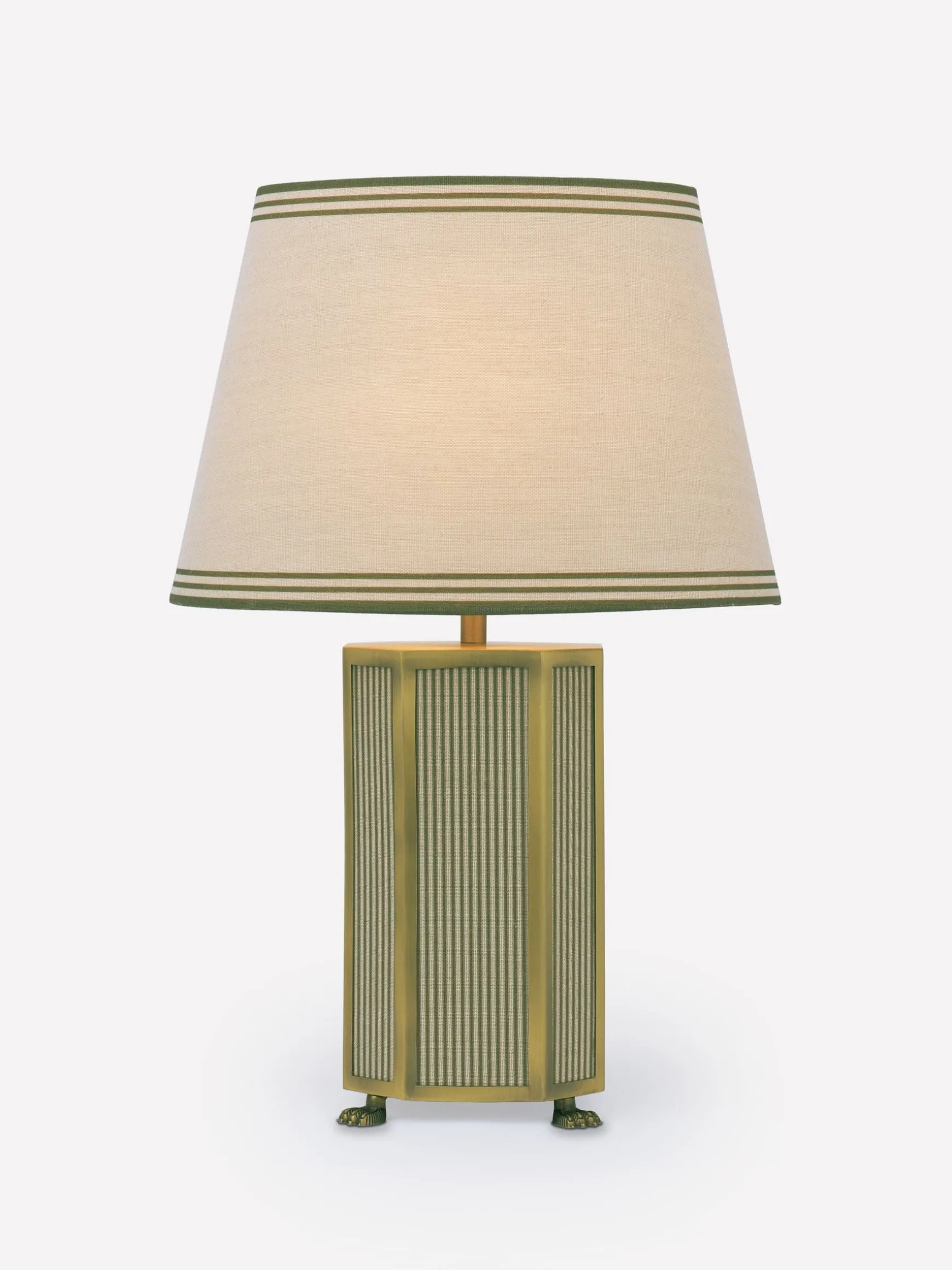 Helmingham Green Stripe Claw Foot Table Lamp