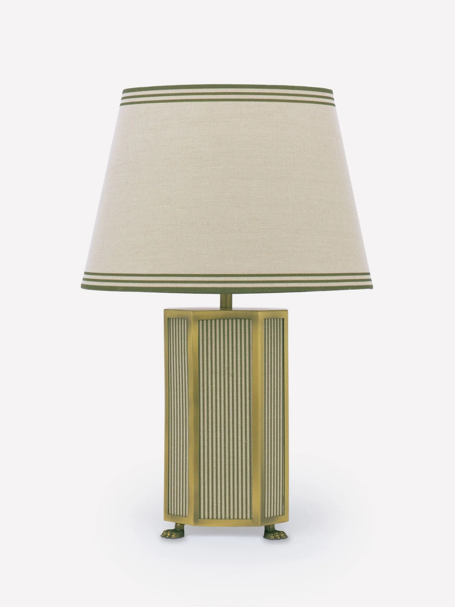 Helmingham Green Stripe Claw Foot Table Lamp
