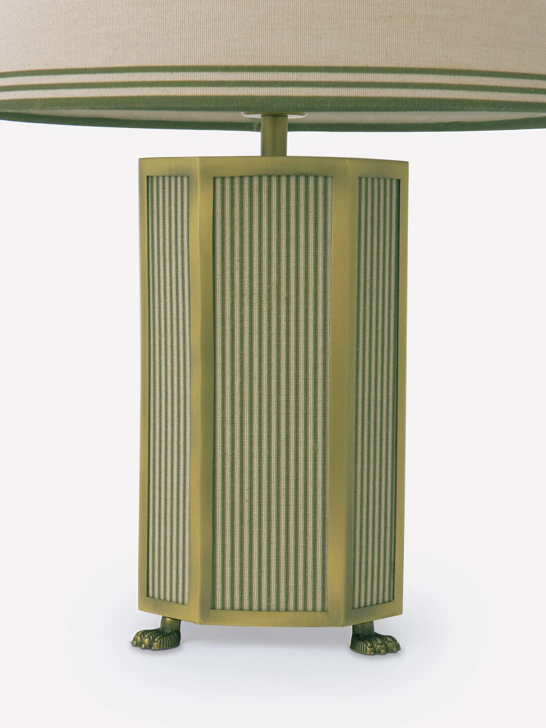 Helmingham Green Stripe Claw Foot Table Lamp