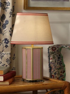 Helmingham Red Stripe Claw Foot Table Lamp
