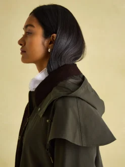 Highbridge Khaki Green Waterproof Longline Coat with Hood