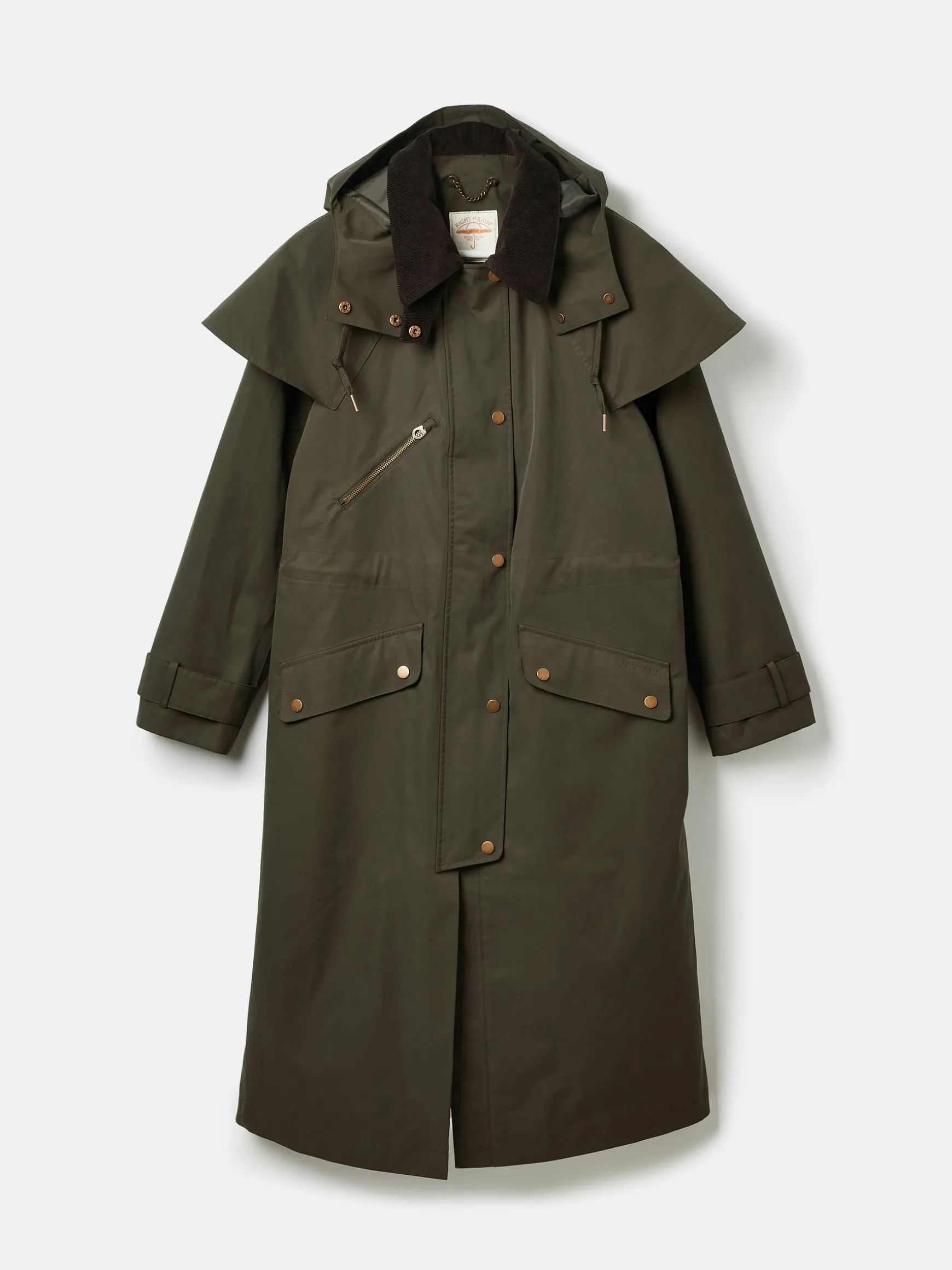 Highbridge Khaki Green Waterproof Longline Coat with Hood