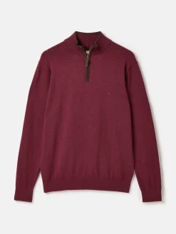 Hillside Burgundy Quarter Zip Knit Jumper