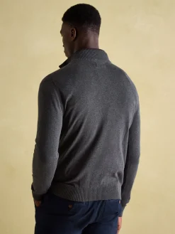 Hillside Charcoal Grey Quarter Zip Knit Jumper