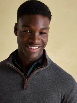 Hillside Charcoal Grey Quarter Zip Knit Jumper