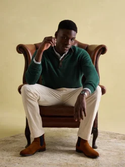 Hillside Dark Green Quarter Zip Knit Jumper