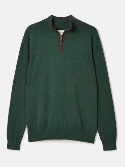 Hillside Dark Green Quarter Zip Knit Jumper