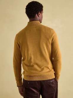 Hillside Dark Yellow Quarter Zip Knit Jumper