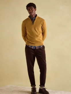 Hillside Dark Yellow Quarter Zip Knit Jumper