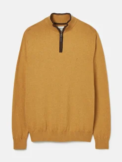 Hillside Dark Yellow Quarter Zip Knit Jumper