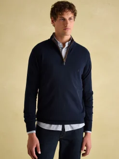Hillside Navy Blue Quarter Zip Knit Jumper