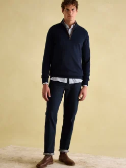 Hillside Navy Blue Quarter Zip Knit Jumper