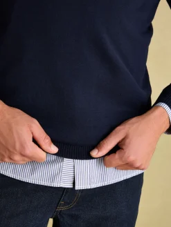 Hillside Navy Blue Quarter Zip Knit Jumper