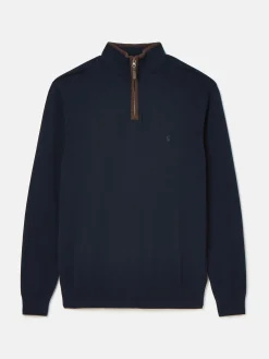 Hillside Navy Blue Quarter Zip Knit Jumper