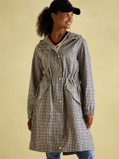 Holkham Brown Check Waterproof Packable Raincoat With Hood