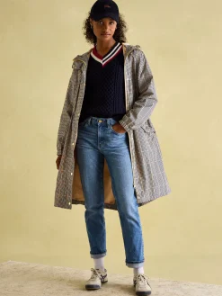 Holkham Brown Check Waterproof Packable Raincoat With Hood