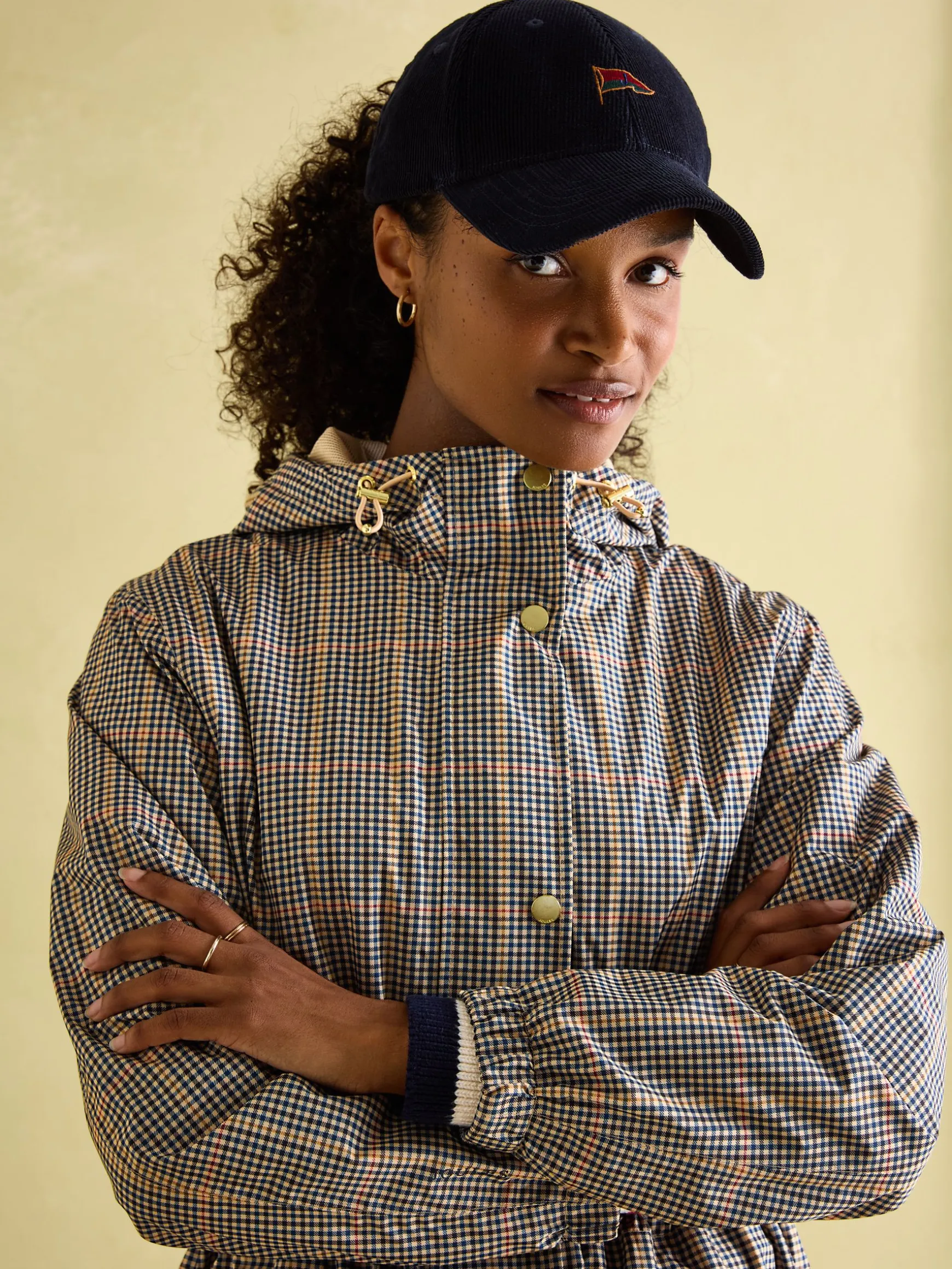 Holkham Brown Check Waterproof Packable Raincoat With Hood