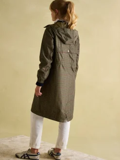 Holkham Khaki Green Check Waterproof Packable Raincoat With Hood