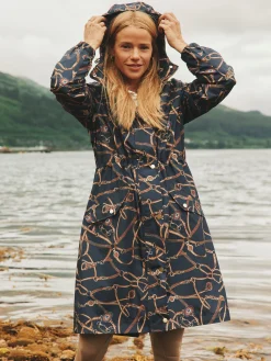 Holkham Navy Blue Bridle Waterproof Packable Raincoat With Hood