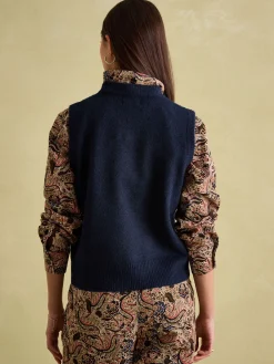 Holly Navy Blue Regular Fit Knitted Vest