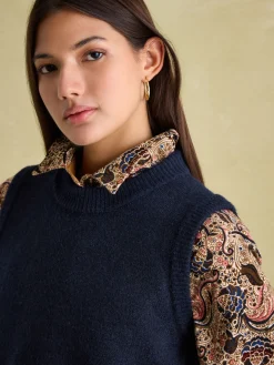 Holly Navy Blue Regular Fit Knitted Vest