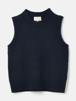 Holly Navy Blue Regular Fit Knitted Vest