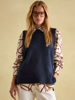 Holly Navy Longline Knitted Vest