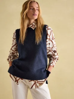 Holly Navy Longline Knitted Vest