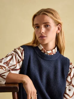 Holly Navy Longline Knitted Vest