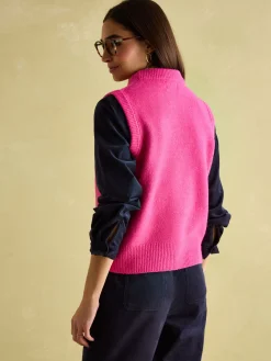 Holly Pink Regular Fit Knitted Vest