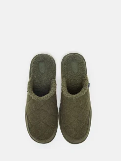 Homebound Dark Green Quilted Slippers