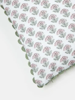 Indienne Green 100% Cotton Printed Cushion