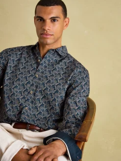 Invitation Navy Paisley Cotton Shirt