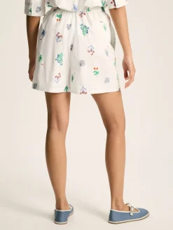 Iris White Ground Embroidered Shorts