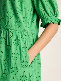 Isabel Green Cotton Broderie Dress