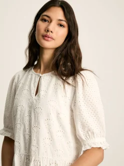 Isabel White Cotton Broderie Dress