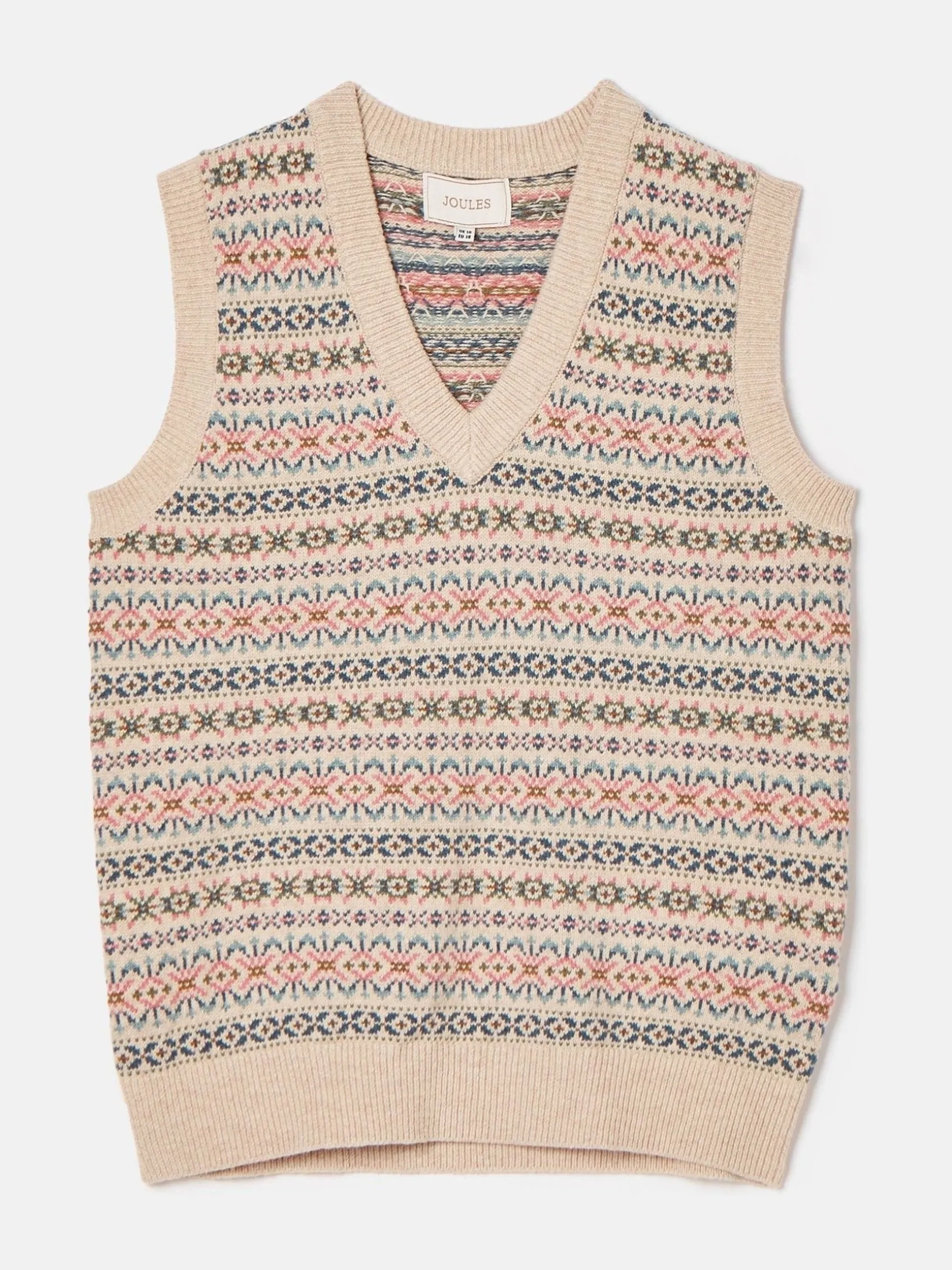 Islay Oatmeal V Neck Fair Isle Knitted Vest