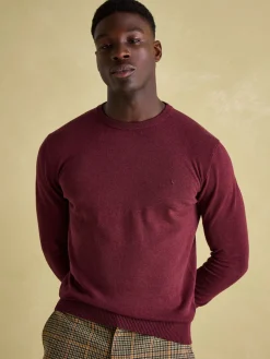 Jarvis Burgundy Crew Neck Knitted Jumper