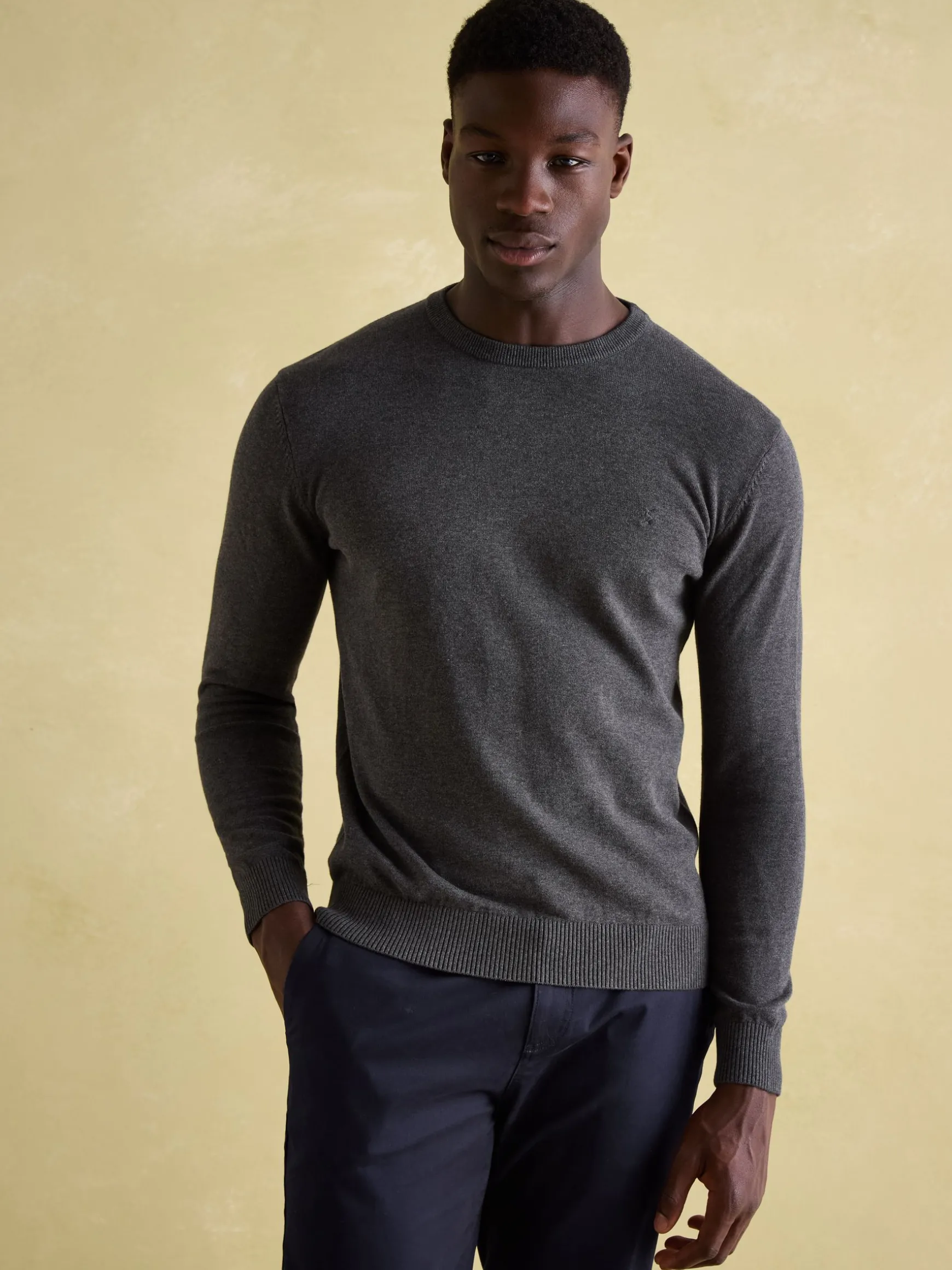 Jarvis Charcoal Grey Crew Neck Knitted Jumper